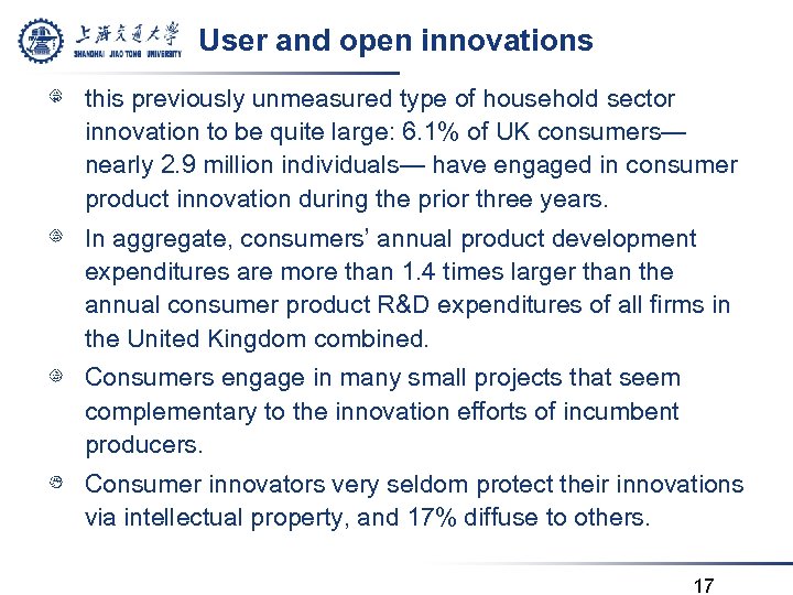 User and open innovations this previously unmeasured type of household sector innovation to be
