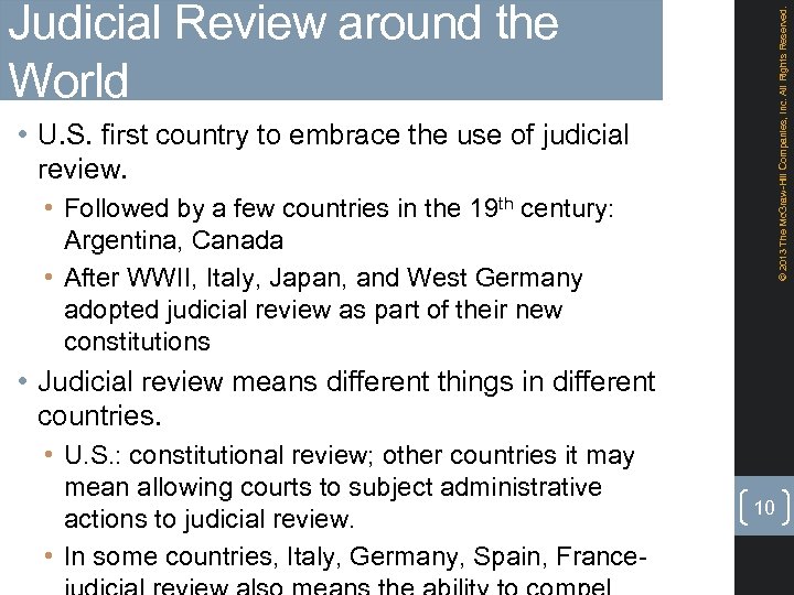 © 2013 The Mc. Graw-Hill Companies, Inc. All Rights Reserved. Judicial Review around the