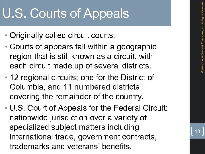 © 2013 The Mc. Graw-Hill Companies, Inc. All Rights Reserved. U. S. Courts of
