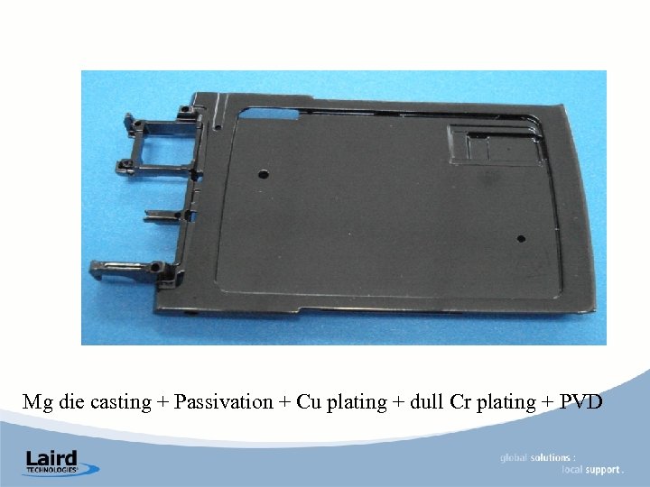 Mg die casting + Passivation + Cu plating + dull Cr plating + PVD