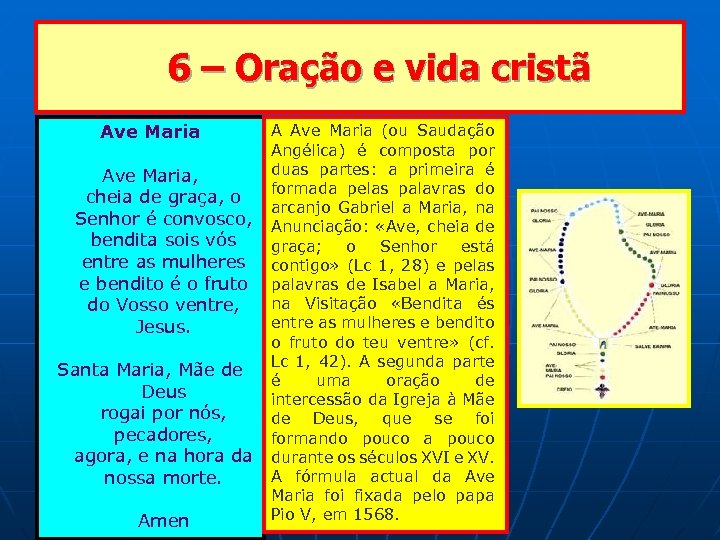 6 – Oração e vida cristã Ave Maria A Ave Maria (ou Saudação Angélica)