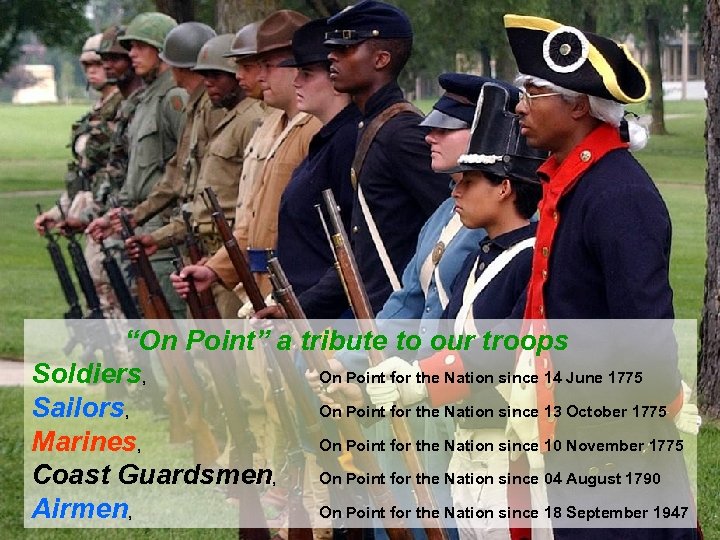  “On Point” a tribute to our troops Soldiers, On Point for the Nation