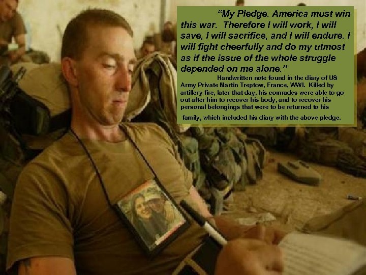 “My Pledge. America must win this war. Therefore I will work, I will save,