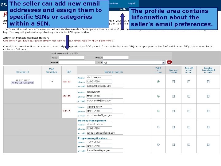 The seller can add new email addresses and assign them to specific SINs or