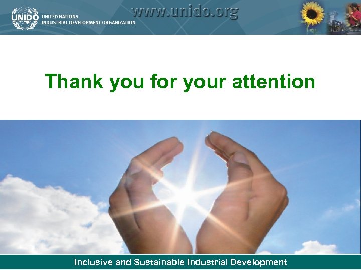 Thank you for your attention Inclusive and Sustainable Industrial Development 