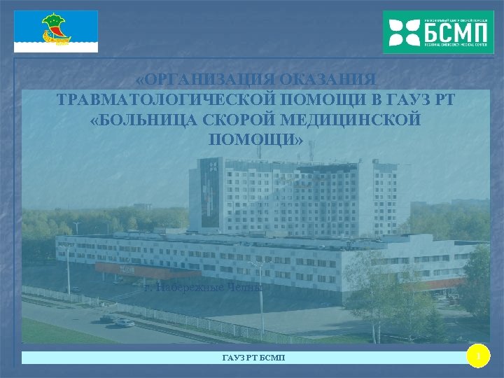  «ОРГАНИЗАЦИЯ ОКАЗАНИЯ ТРАВМАТОЛОГИЧЕСКОЙ ПОМОЩИ В ГАУЗ РТ «БОЛЬНИЦА СКОРОЙ МЕДИЦИНСКОЙ ПОМОЩИ» г. Набережные