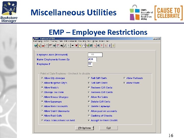 Miscellaneous Utilities EMP – Employee Restrictions 16 