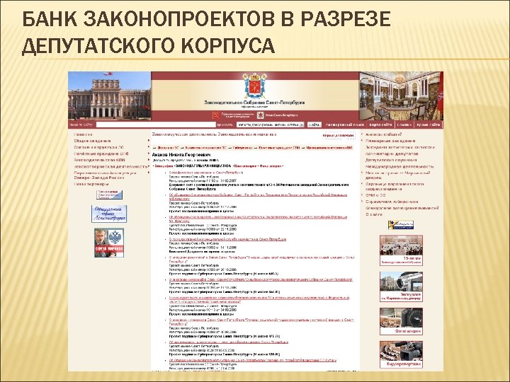 БАНК ЗАКОНОПРОЕКТОВ В РАЗРЕЗЕ ДЕПУТАТСКОГО КОРПУСА 