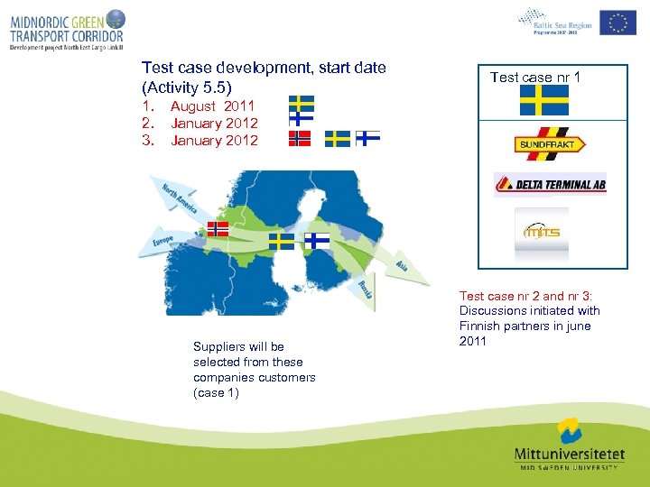 Test case development, start date (Activity 5. 5) 1. 2. 3. Test case nr