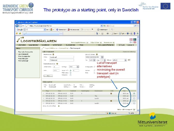 The prototype as a starting point, only in Swedish List of transport alternatives minimizing