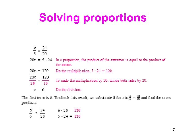 Solving proportions 17 