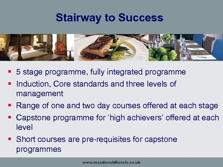 Stairway to Success § 5 stage programme, fully integrated programme § Induction, Core standards
