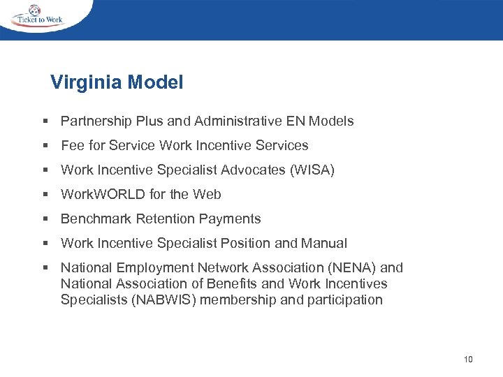 Virginia Model § Partnership Plus and Administrative EN Models § Fee for Service Work