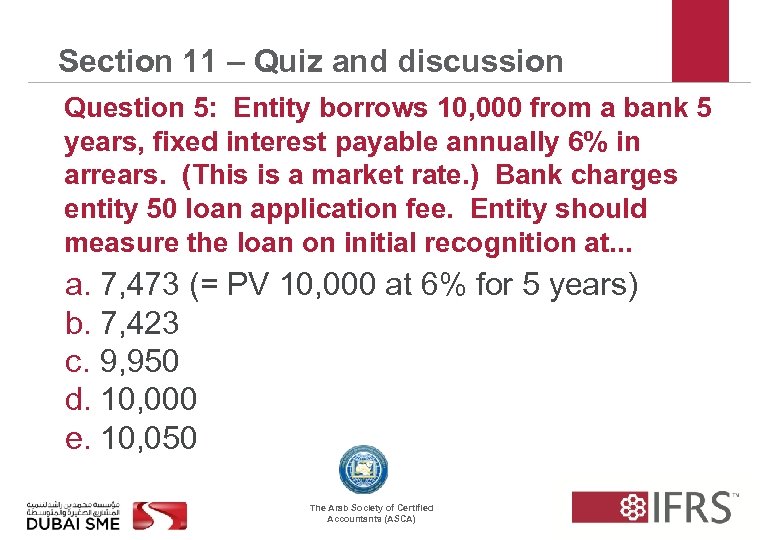 Section 11 – Quiz and discussion Question 5: Entity borrows 10, 000 from a