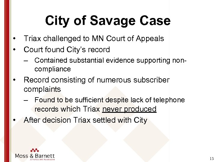City of Savage Case • • Triax challenged to MN Court of Appeals Court