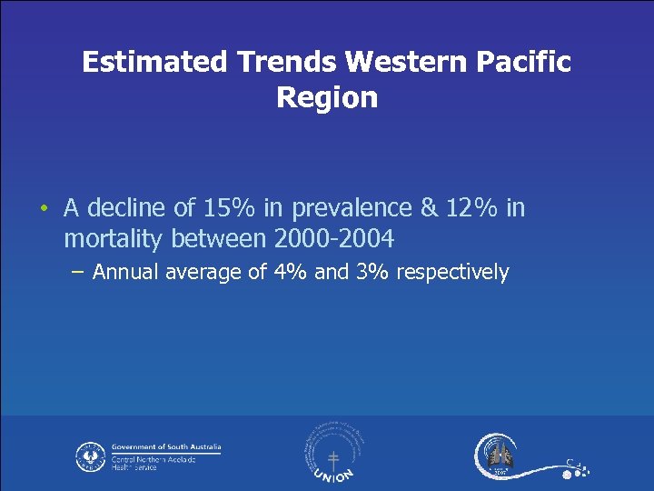 Estimated Trends Western Pacific Region • A decline of 15% in prevalence & 12%