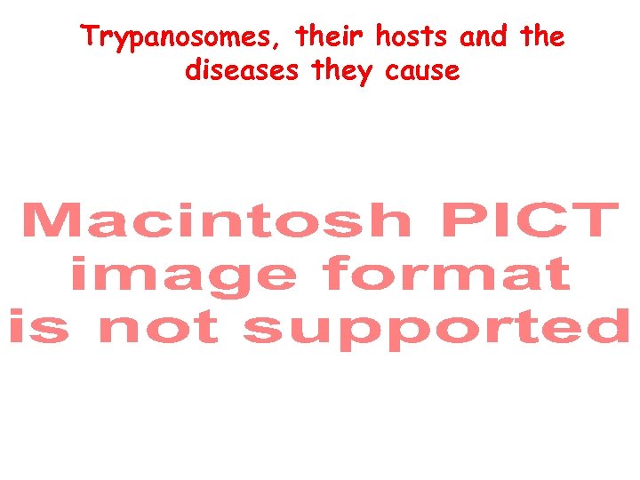 Trypanosomes, their hosts and the diseases they cause 