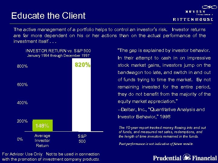 Educate the Client The active management of a portfolio helps to control an investor’s