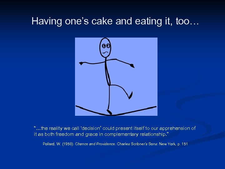 Having one’s cake and eating it, too… Image: http: //openclipart. org/detail/91309/altightrope-walker-by-cybergedeon “…the reality we