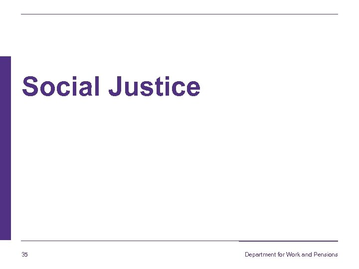 Social Justice 35 Department for Work and Pensions 
