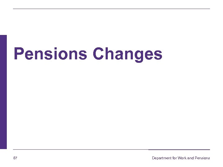 Pensions Changes 67 Department for Work and Pensions 