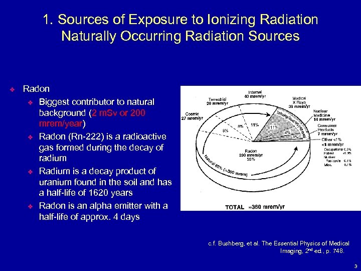 1. Sources of Exposure to Ionizing Radiation Naturally Occurring Radiation Sources v Radon v