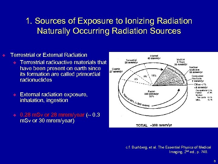 1. Sources of Exposure to Ionizing Radiation Naturally Occurring Radiation Sources v Terrestrial or