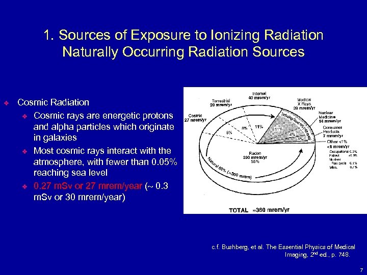 1. Sources of Exposure to Ionizing Radiation Naturally Occurring Radiation Sources v Cosmic Radiation