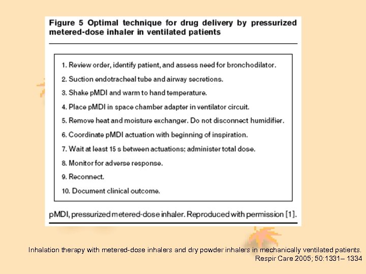 Inhalation therapy with metered-dose inhalers and dry powder inhalers in mechanically ventilated patients. Respir