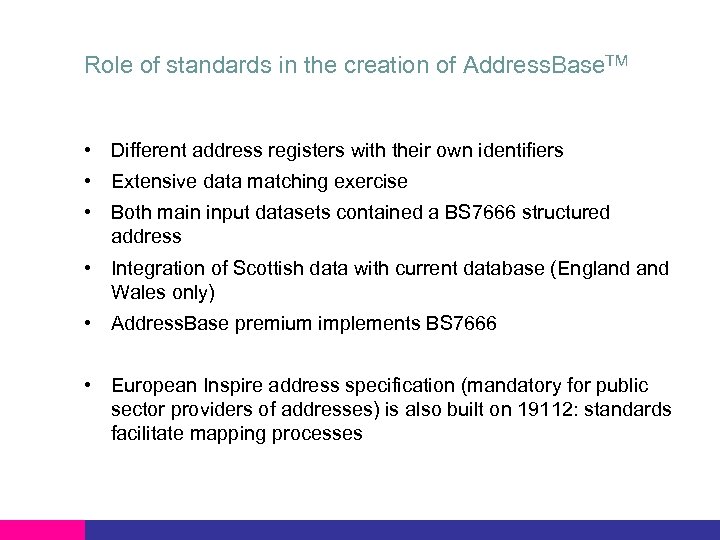 Role of standards in the creation of Address. Base. TM • Different address registers