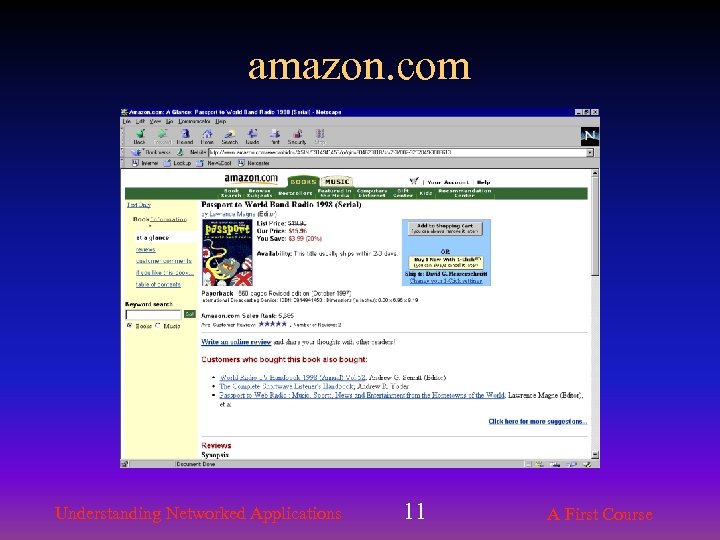 amazon. com Understanding Networked Applications 11 A First Course 
