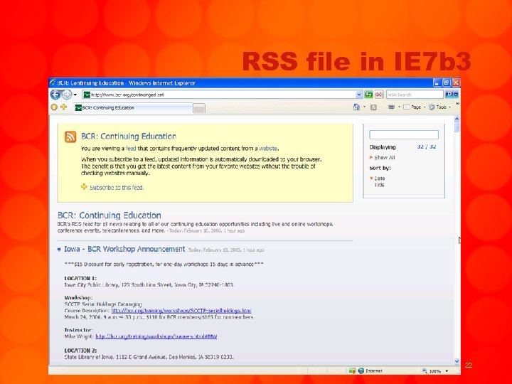 RSS file in IE 7 b 3 22 
