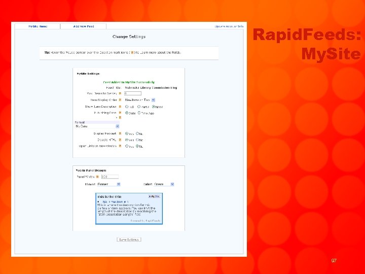 Rapid. Feeds: My. Site 97 
