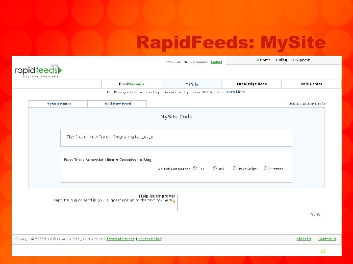 Rapid. Feeds: My. Site 98 