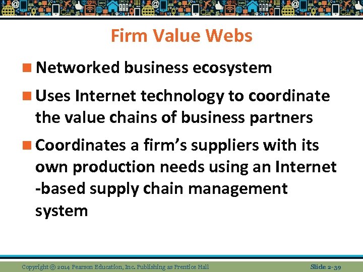 Firm Value Webs n Networked business ecosystem n Uses Internet technology to coordinate the