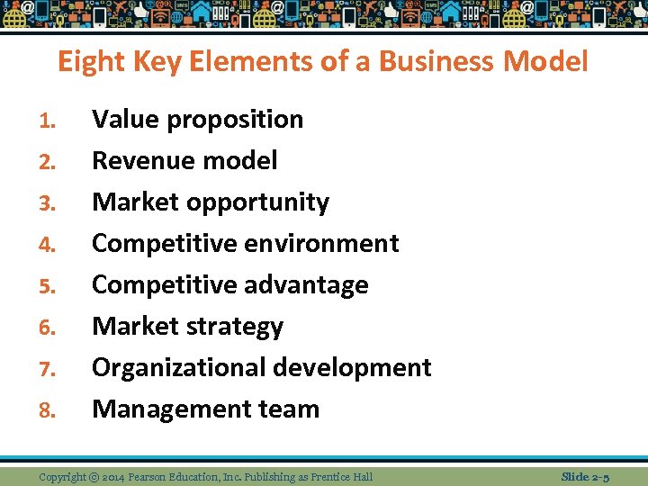 Eight Key Elements of a Business Model 1. 2. 3. 4. 5. 6. 7.