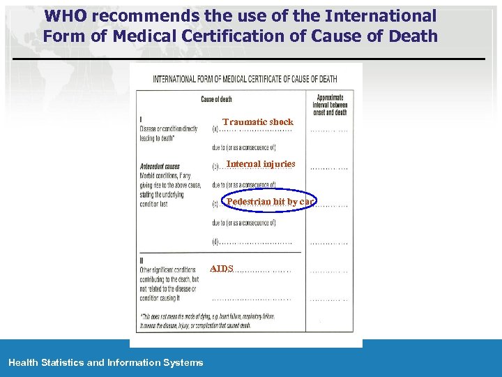 WHO recommends the use of the International Form of Medical Certification of Cause of