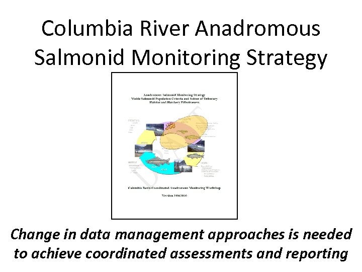 Columbia River Anadromous Salmonid Monitoring Strategy Change in data management approaches is needed to
