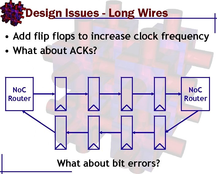 Design Issues - Long Wires • Add flip flops to increase clock frequency •