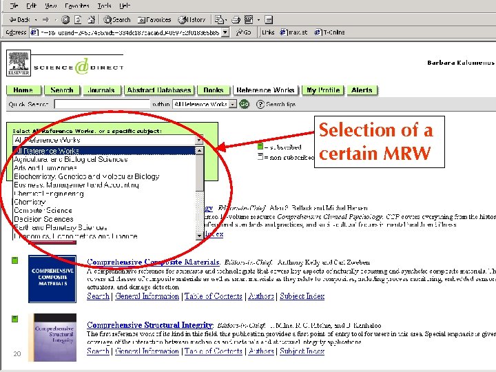 Selection of a certain MRW 20 