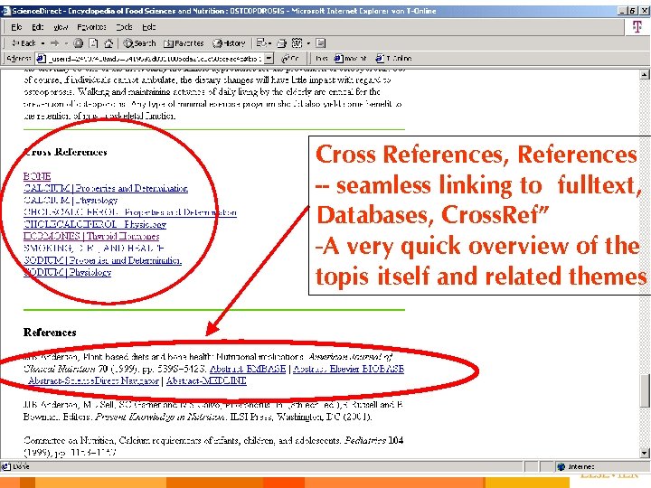 Cross References, References -- seamless linking to fulltext, Databases, Cross. Ref” -A very quick