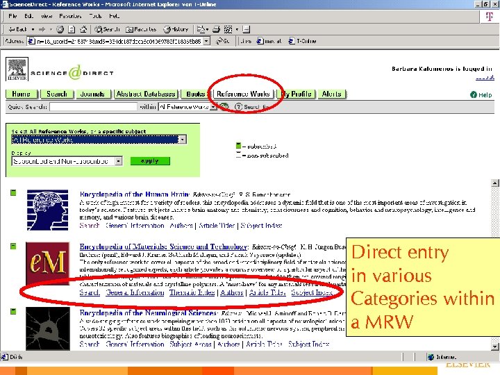 Direct entry in various Categories within a MRW 24 