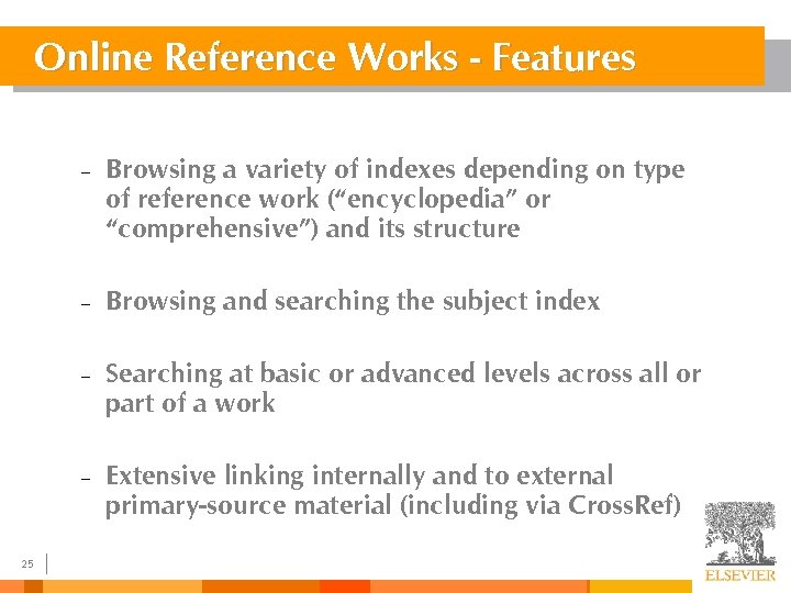 Online Reference Works - Features – – Browsing and searching the subject index –