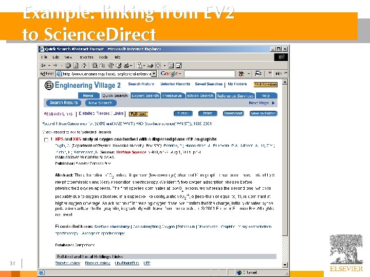 Example: linking from EV 2 to Science. Direct 31 