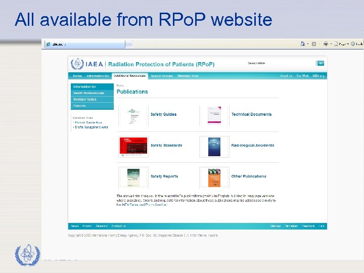 All available from RPo. P website IAEA 