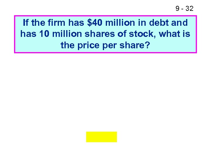 9 - 32 If the firm has $40 million in debt and has 10
