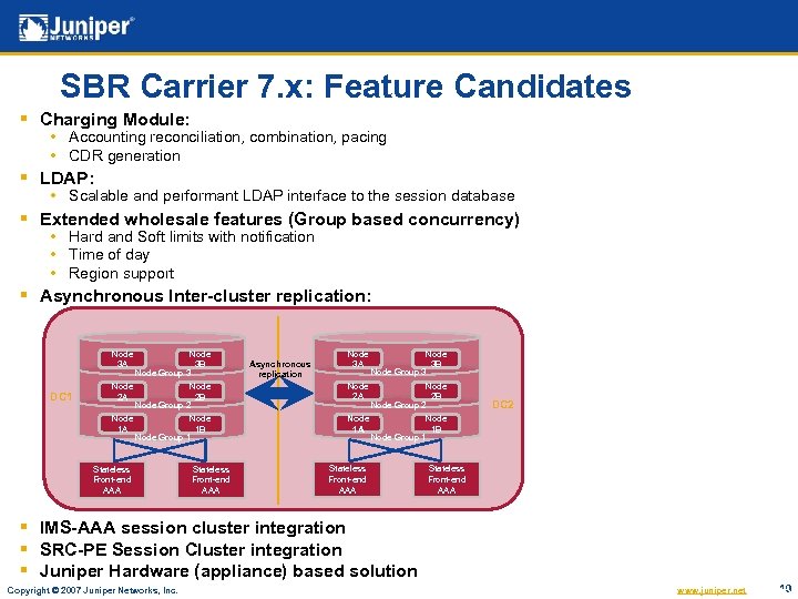 SBR Carrier 7. x: Feature Candidates § Charging Module: • Accounting reconciliation, combination, pacing
