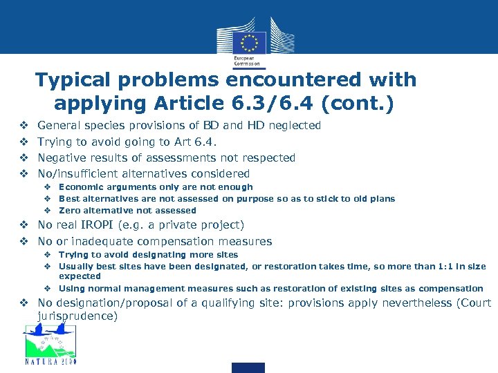 Typical problems encountered with applying Article 6. 3/6. 4 (cont. ) v v General