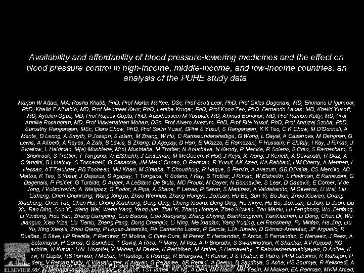 Availability and affordability of blood pressure-lowering medicines and the effect on blood pressure control