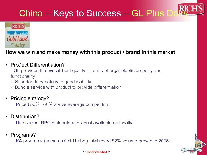 China – Keys to Success – GL Plus Dairy How we win and make